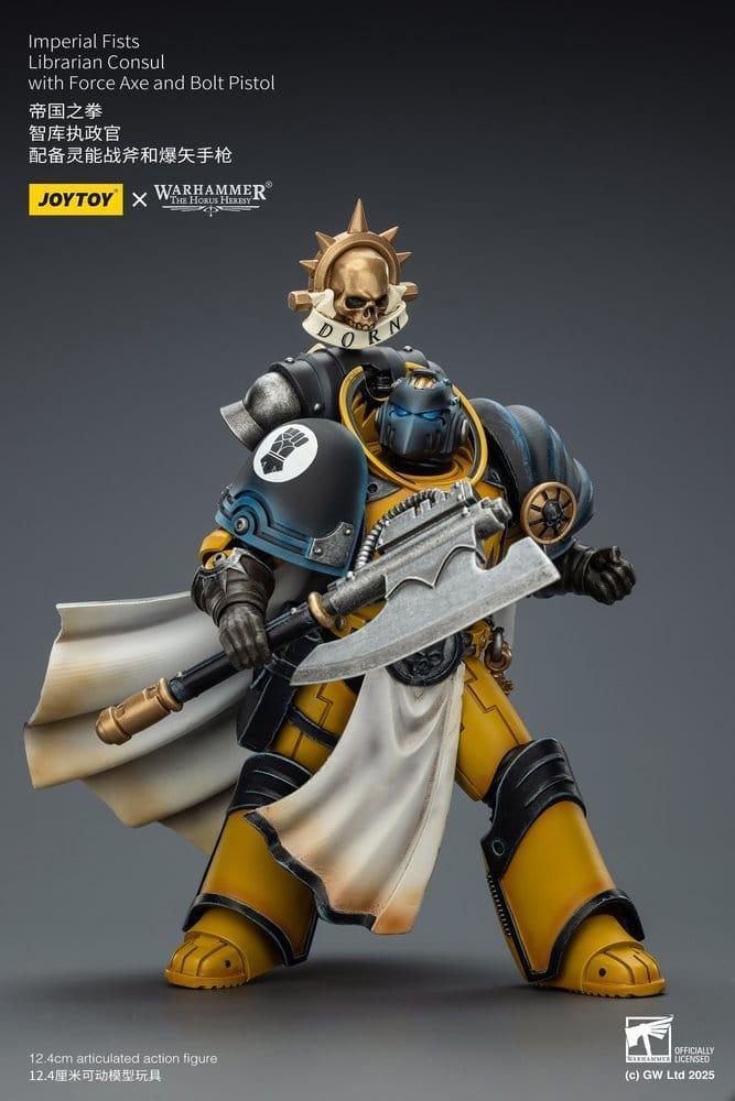 Warhammer Imperial Fists Action Figur Librarian Consul med Kraftyxa och Boltpistol 12 cm Joy Toy (CN)