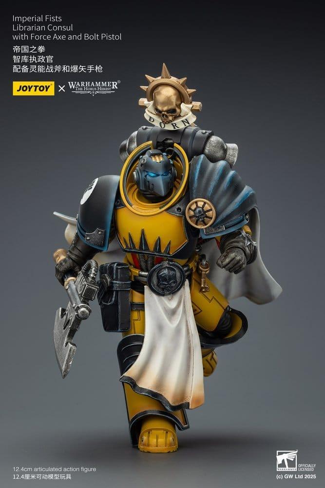 Warhammer Imperial Fists Action Figur Librarian Consul med Kraftyxa och Boltpistol 12 cm Joy Toy (CN)