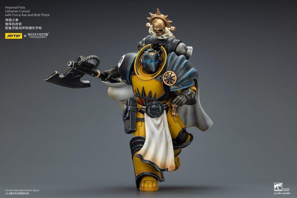 Warhammer Imperial Fists Action Figur Librarian Consul med Kraftyxa och Boltpistol 12 cm Joy Toy (CN)