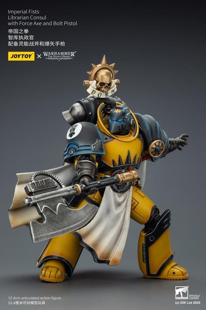 Warhammer Imperial Fists Action Figur Librarian Consul med Kraftyxa och Boltpistol 12 cm Joy Toy (CN)