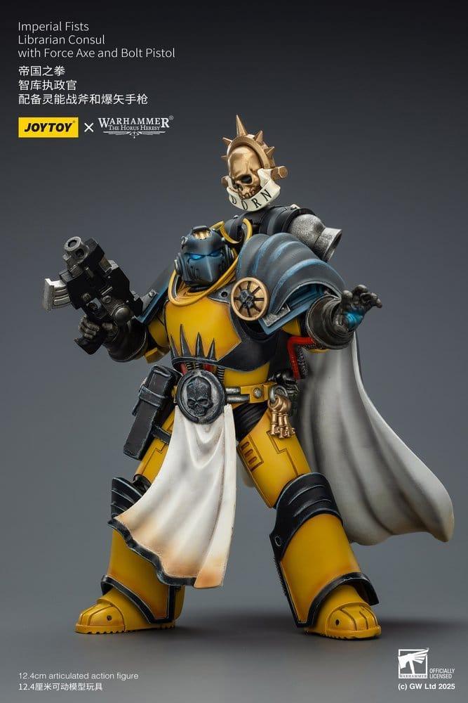Warhammer Imperial Fists Action Figur Librarian Consul med Kraftyxa och Boltpistol 12 cm Joy Toy (CN)