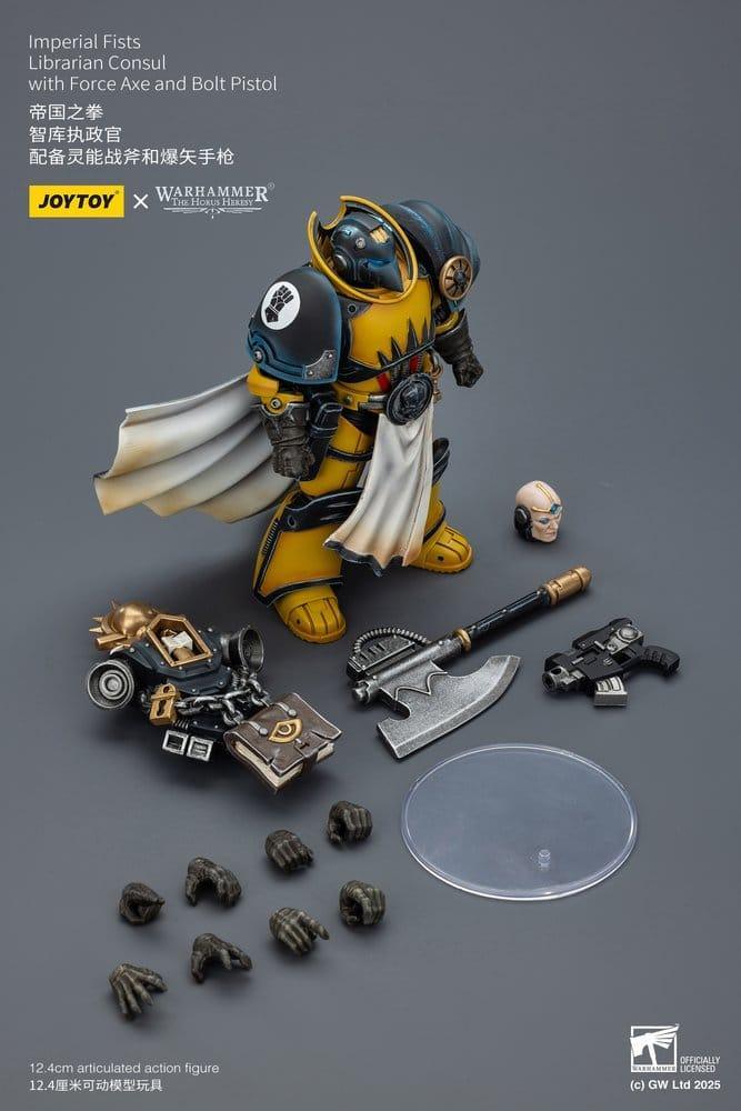 Warhammer Imperial Fists Action Figur Librarian Consul med Kraftyxa och Boltpistol 12 cm Joy Toy (CN)