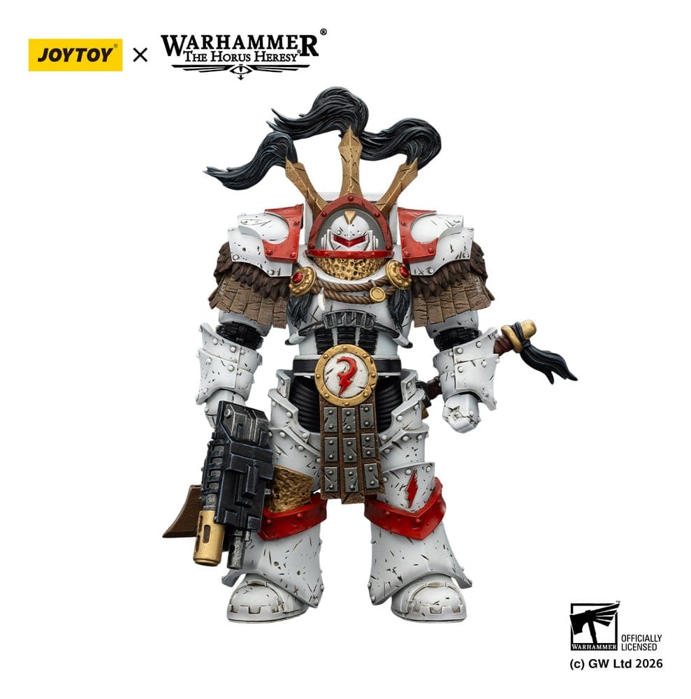 Warhammer 40,000 Action Figure White Scars Legion Praetor in Cataphractii Terminator Armour with Cyber Hawk Chogorian Broadsword and Combi-melta 14 cm