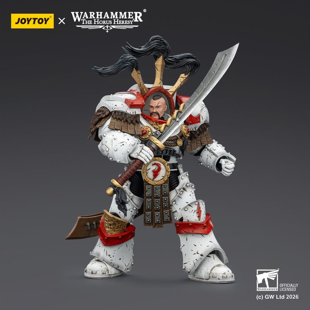 Warhammer 40,000 Action Figure White Scars Legion Praetor in Cataphractii Terminator Armour with Cyber Hawk Chogorian Broadsword and Combi-melta 14 cm