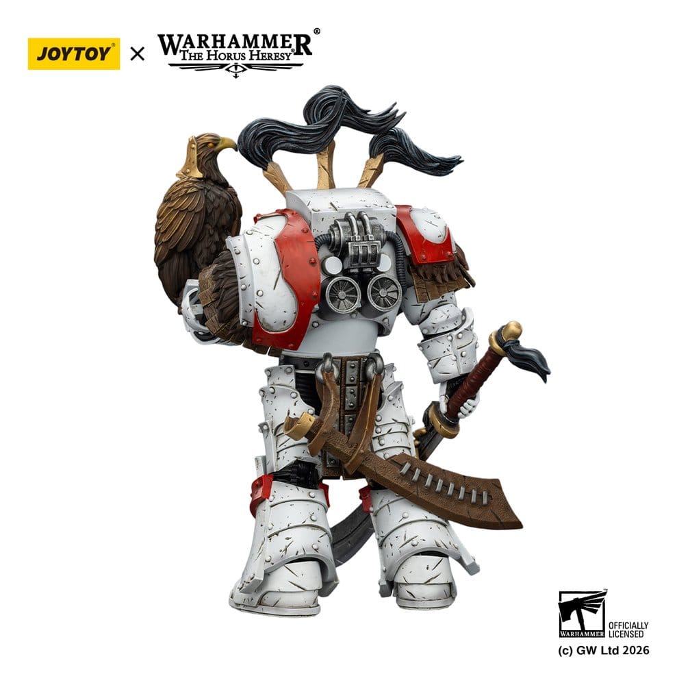 Warhammer 40,000 Action Figure White Scars Legion Praetor in Cataphractii Terminator Armour with Cyber Hawk Chogorian Broadsword and Combi-melta 14 cm