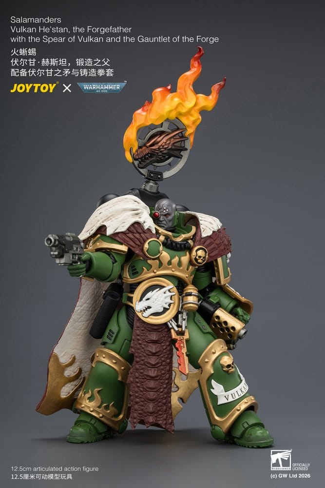 Warhammer Actionfigur Salamanders Vulkan He'stan, Eldsmidesfader 13 cm