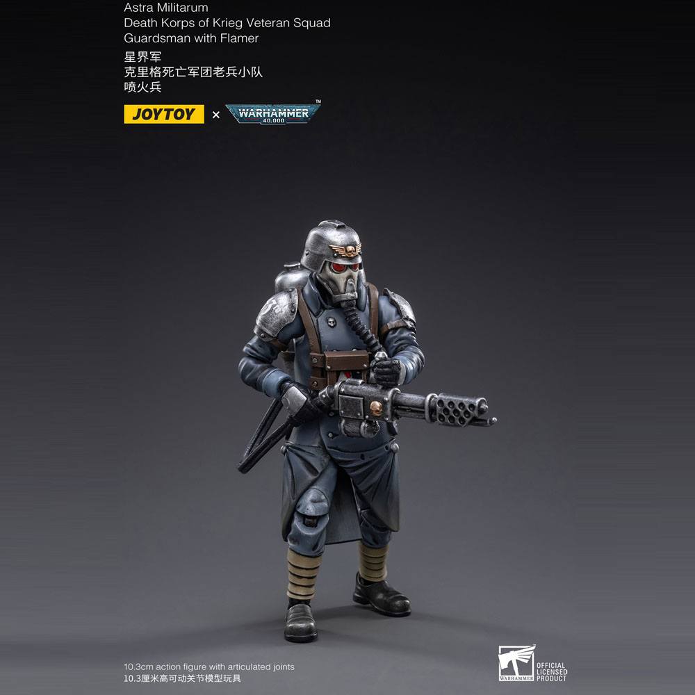 Warhammer 40k Action Figur 1/18 Death Korps of Krieg Veteran Squad Guardsman med Flamer 10 cm
