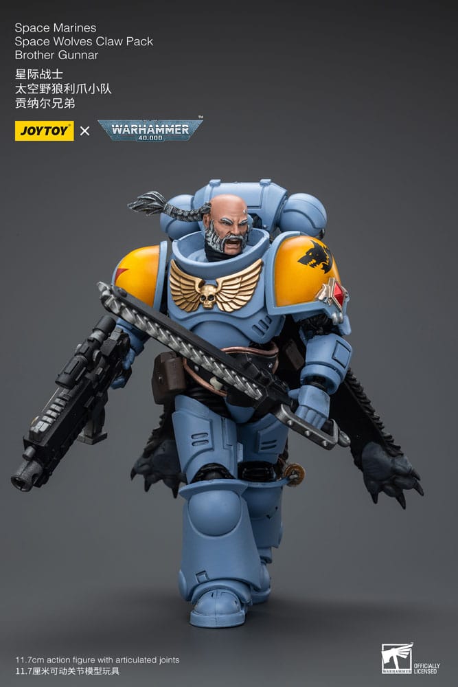 Warhammer 40k Actionfigur 1/18 Space Marines Space Wolves Claw Pack Brother Gunnar 12 cm Joy Toy (CN)