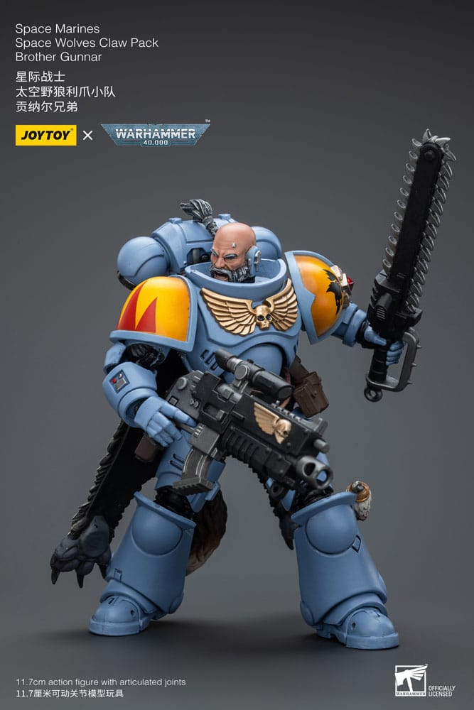 Warhammer 40k Actionfigur 1/18 Space Marines Space Wolves Claw Pack Brother Gunnar 12 cm Joy Toy (CN)