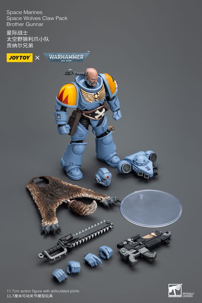 Warhammer 40k Actionfigur 1/18 Space Marines Space Wolves Claw Pack Brother Gunnar 12 cm Joy Toy (CN)