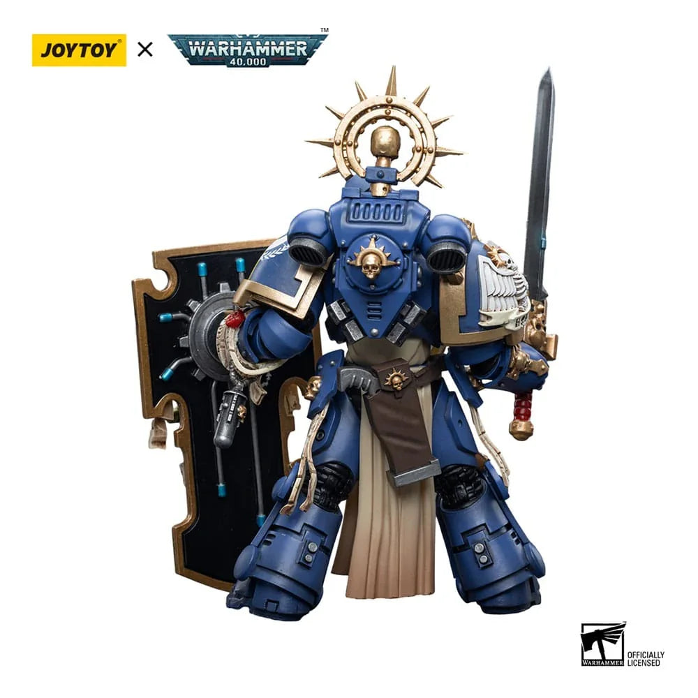 Warhammer 40k Action Figur 1/18 Ultramarines Primaris Captain med Reliktskärm och Kraftsvärd 12 cm Joy Toy (CN)