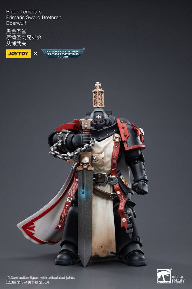 Warhammer 40k Actionfigur i skala 1/18 Black Templars Primaris Sword Brethren Eberwulf, 12 cm