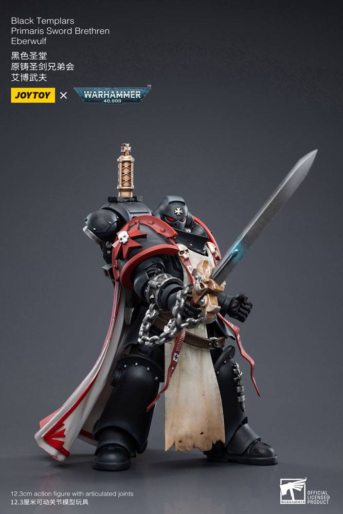 Warhammer 40k Actionfigur i skala 1/18 Black Templars Primaris Sword Brethren Eberwulf, 12 cm