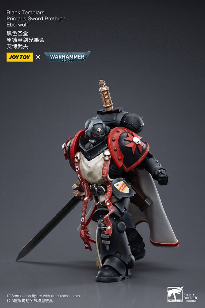 Warhammer 40k Actionfigur i skala 1/18 Black Templars Primaris Sword Brethren Eberwulf, 12 cm