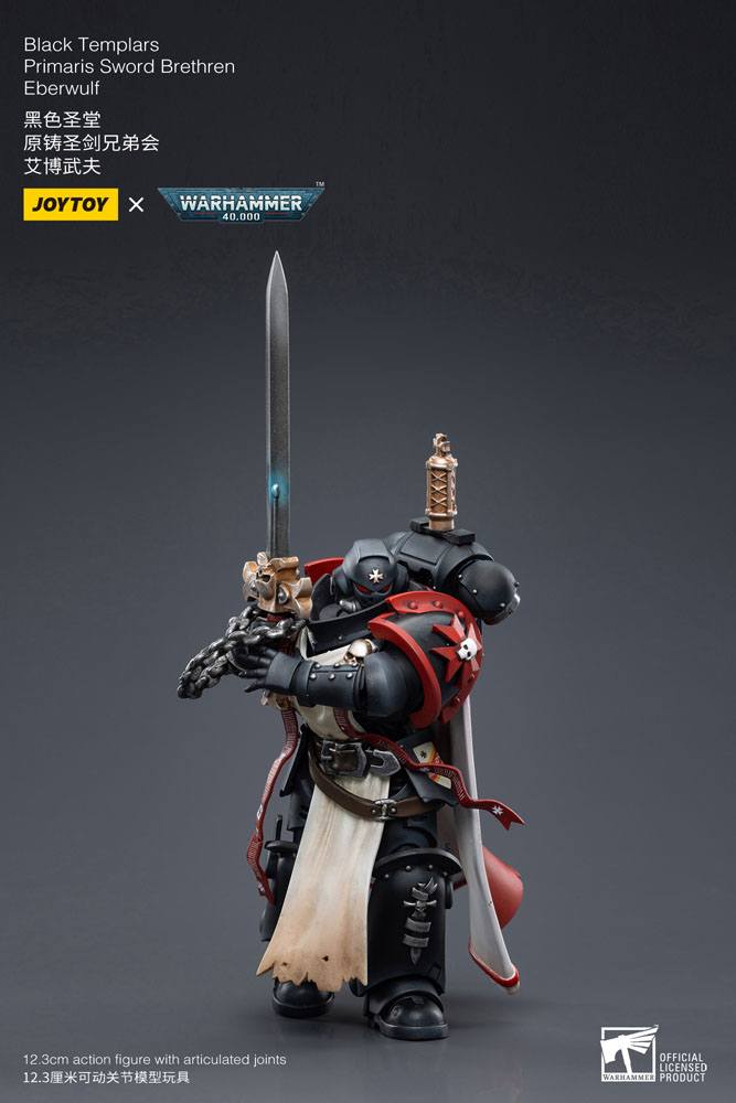 Warhammer 40k Actionfigur i skala 1/18 Black Templars Primaris Sword Brethren Eberwulf, 12 cm