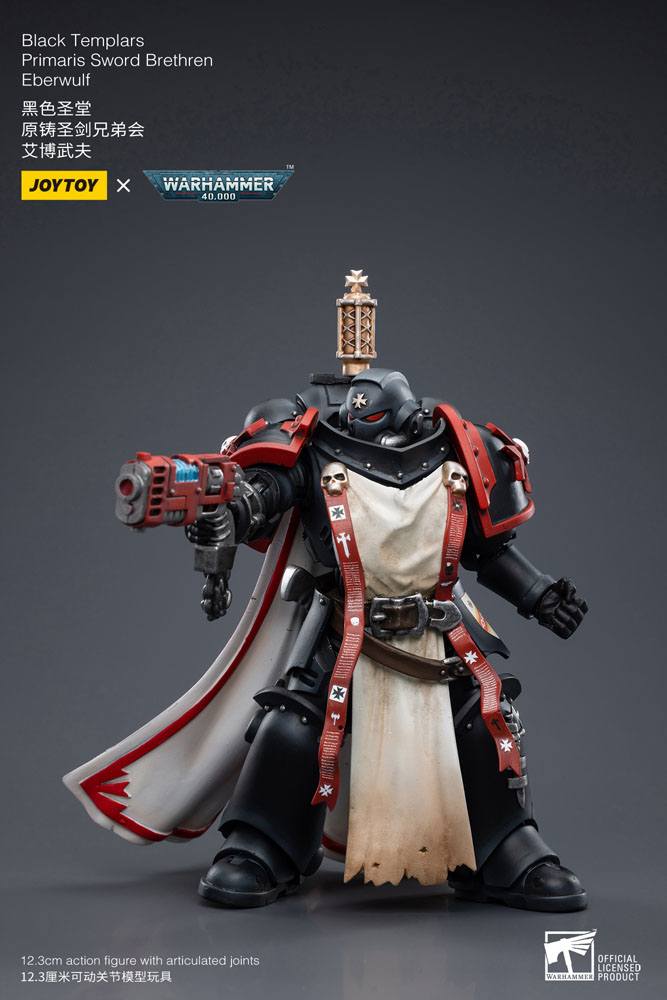 Warhammer 40k Actionfigur i skala 1/18 Black Templars Primaris Sword Brethren Eberwulf, 12 cm