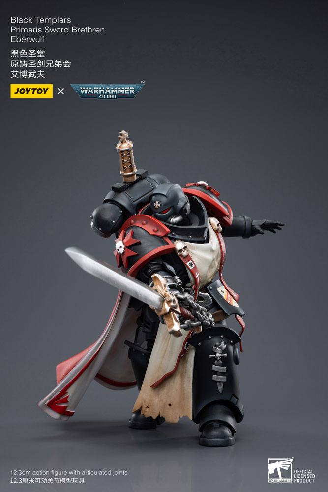Warhammer 40k Actionfigur i skala 1/18 Black Templars Primaris Sword Brethren Eberwulf, 12 cm
