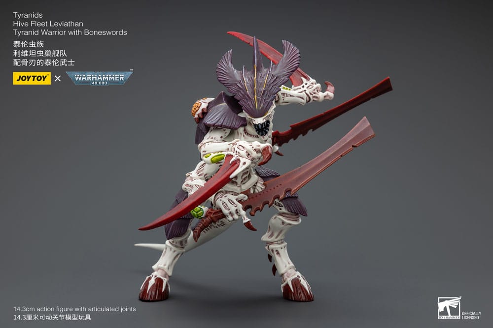 Warhammer 40k Action Figur 1/18 Tyranids Hive Fleet Leviathan Tyranid Warrior med Boneswords 12 cm Joy Toy (CN)