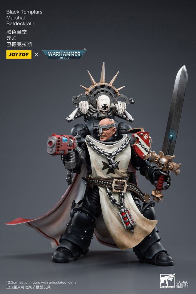Warhammer 40k Actionfigur i skala 1/18, Black Templars Marshal Baldeckrath, 12 cm
