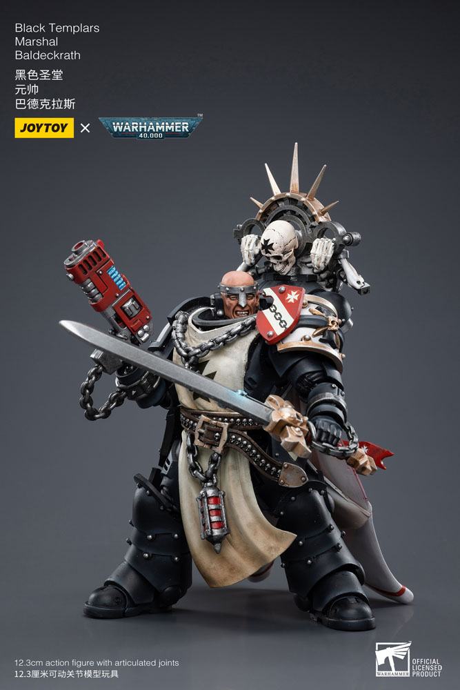 Warhammer 40k Actionfigur i skala 1/18, Black Templars Marshal Baldeckrath, 12 cm
