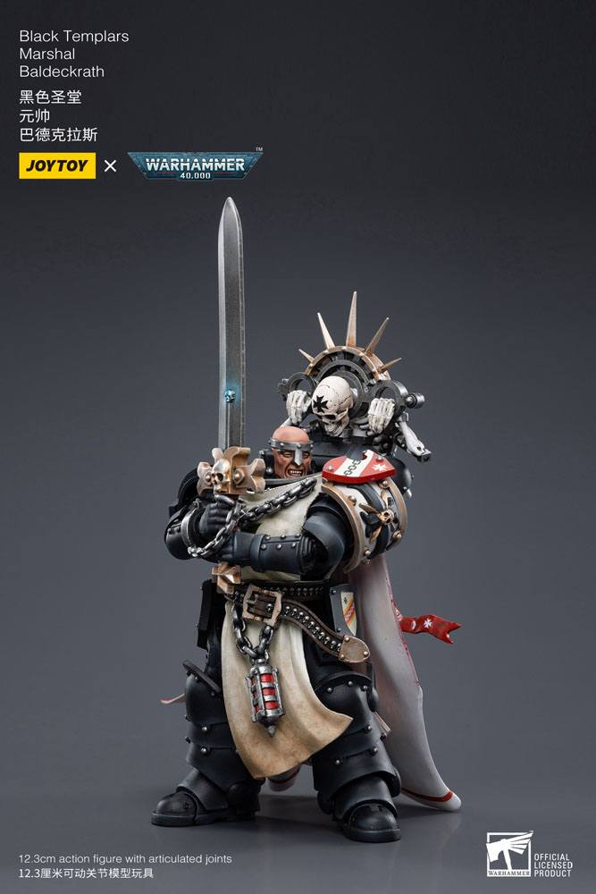Warhammer 40k Actionfigur i skala 1/18, Black Templars Marshal Baldeckrath, 12 cm