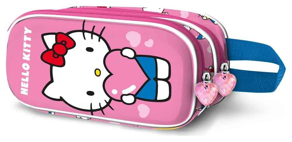 Sanrio 3D Dubbelt Pennfodral Hello Kitty Hjärtan