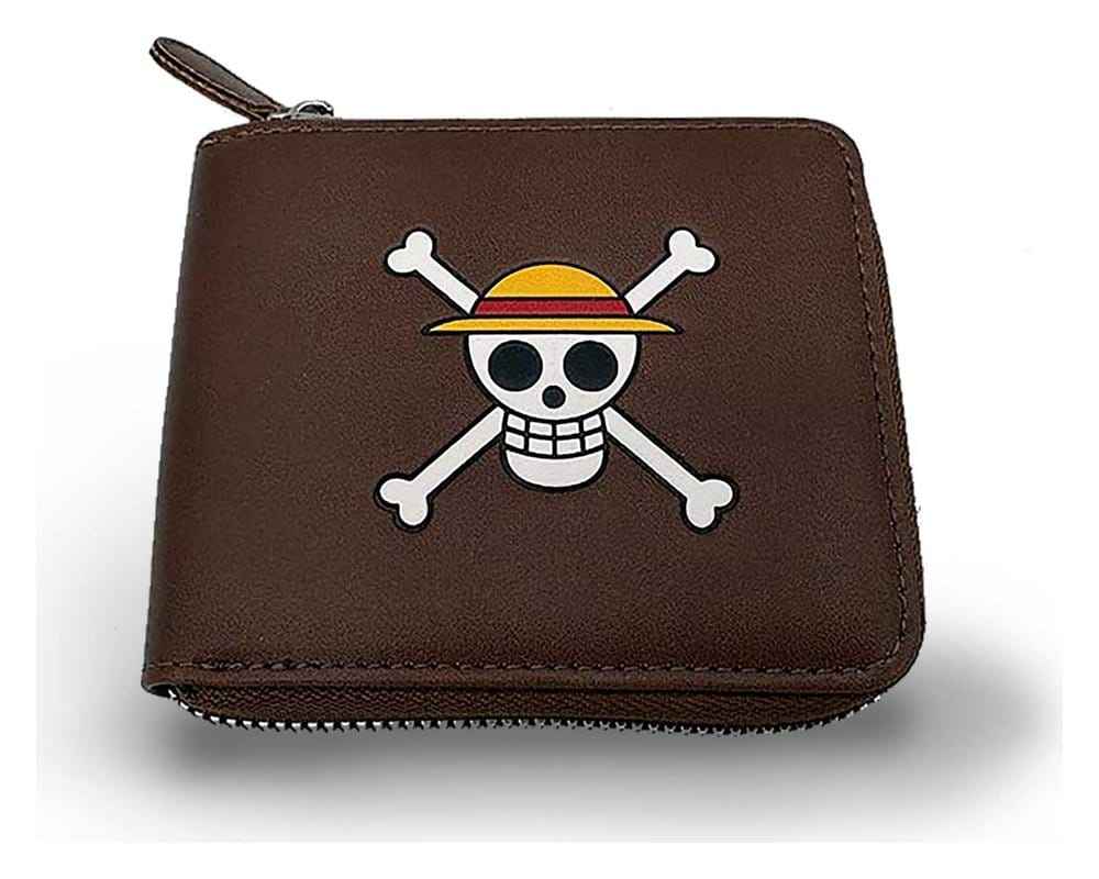 One Piece Plånbok för Män med Dragkedja och Skalle