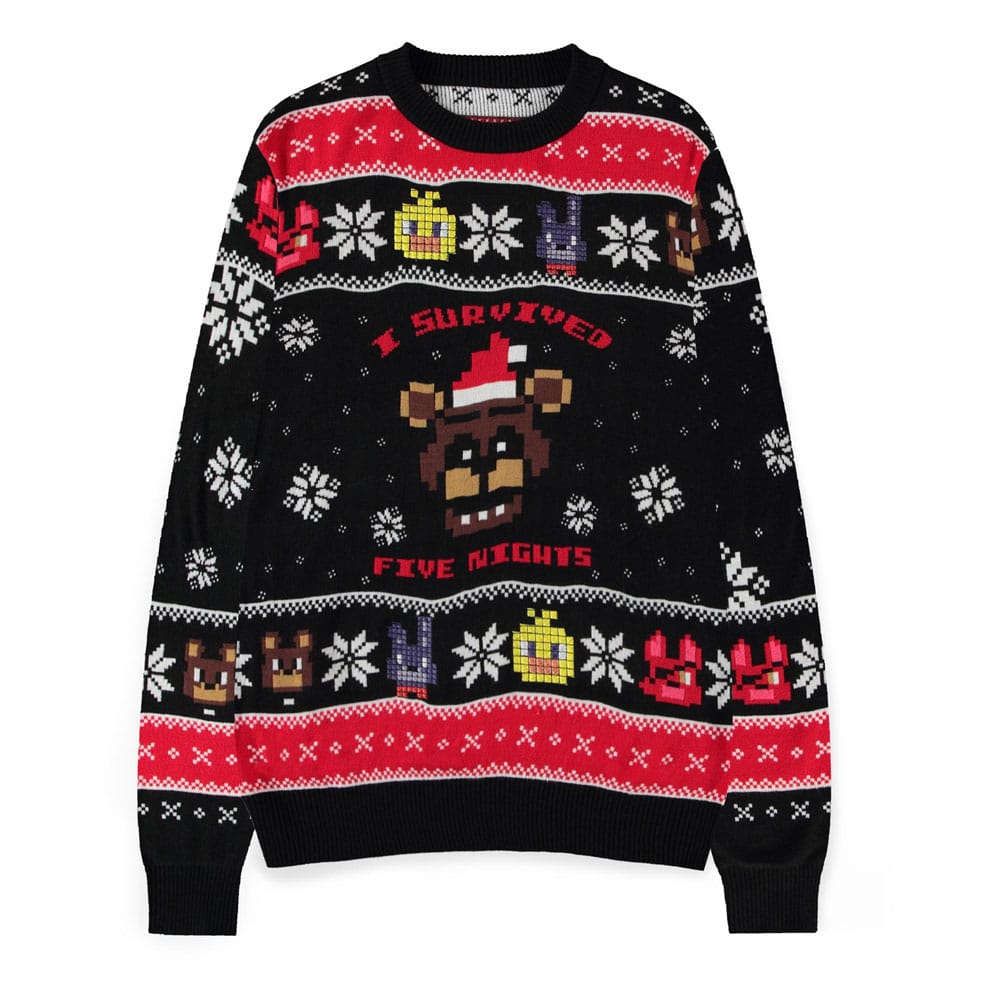 Five Nights at Freddy's Sweater Survived Five Nights (Christmas Jumper) Size L Difuzed