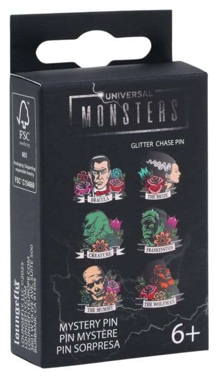 Universal Monsters emalj pins Floral Tattoo Mystery Blind Display (12)