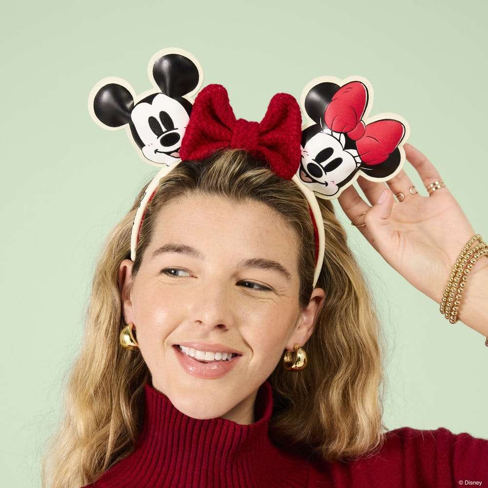 Mickey & Minnie by Loungefly Ears Headband Knit Bow