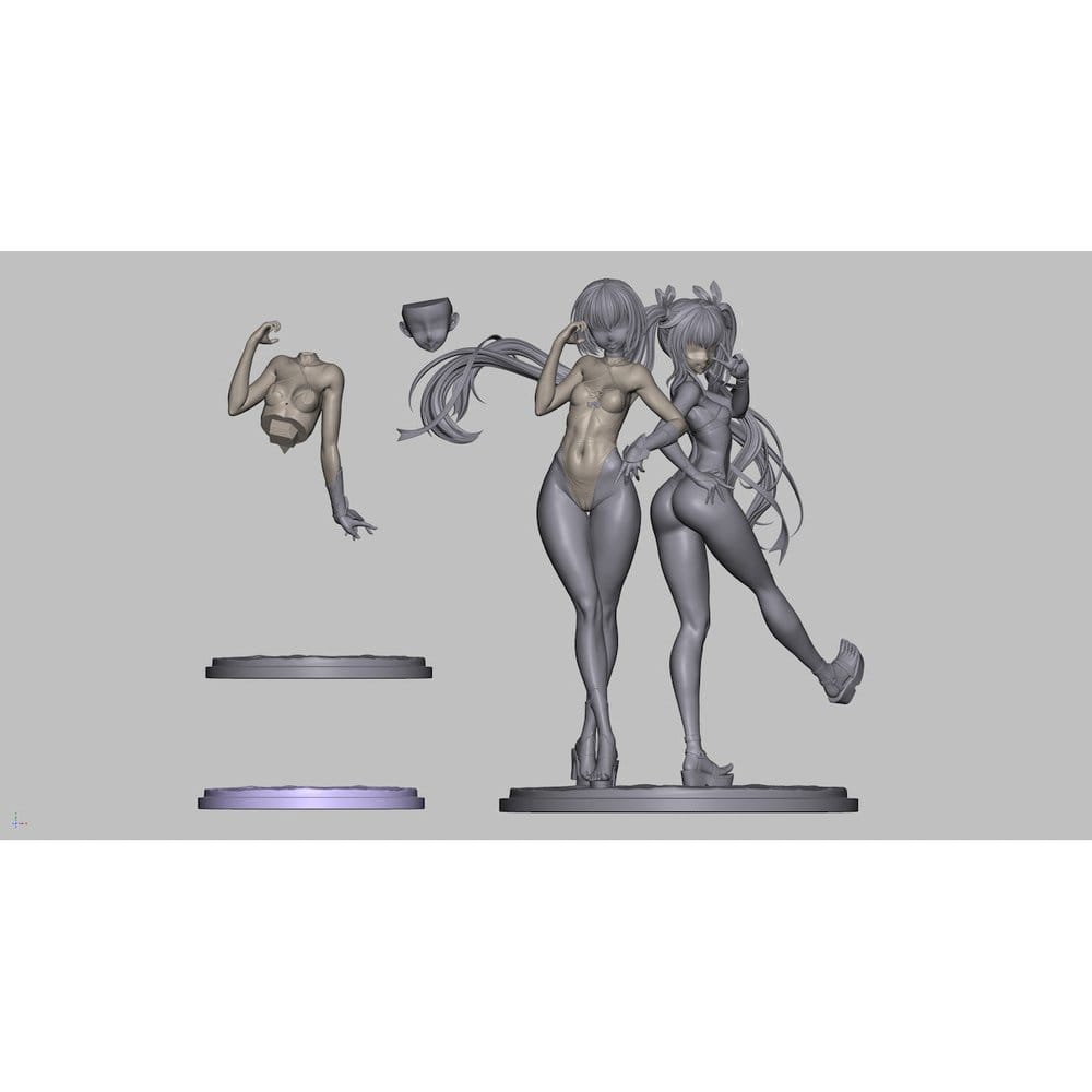 Taimanin PVC-figurer 1/6, 2-pack, badkläder vuxen Yukikaze och Yukikaze Mizuki, 27 cm