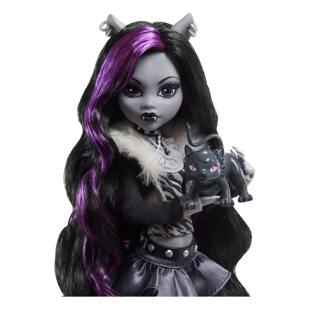 Monster High Reel Drama Doll Clawdeen Wolf i svart och vitt Mattel