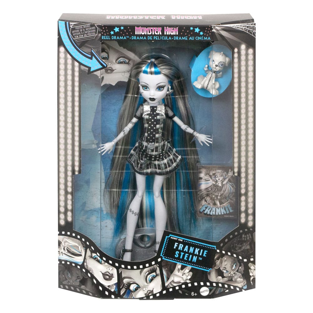 Monster High Reel Drama Doll Frankie Stein i svart och vitt Mattel
