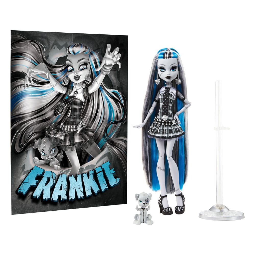 Monster High Reel Drama Doll Frankie Stein i svart och vitt Mattel