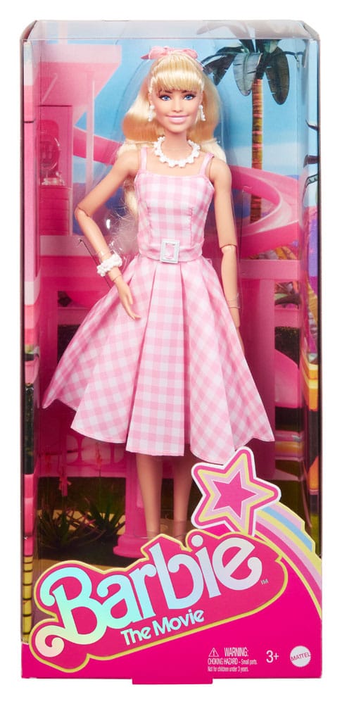 Barbie Film Docka i Rosa Gingham Klänning Mattel