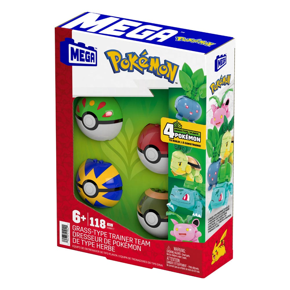 Pokémon MEGA Byggset Gräs-Typ Tränare Team Byggleksak Kit Mattel