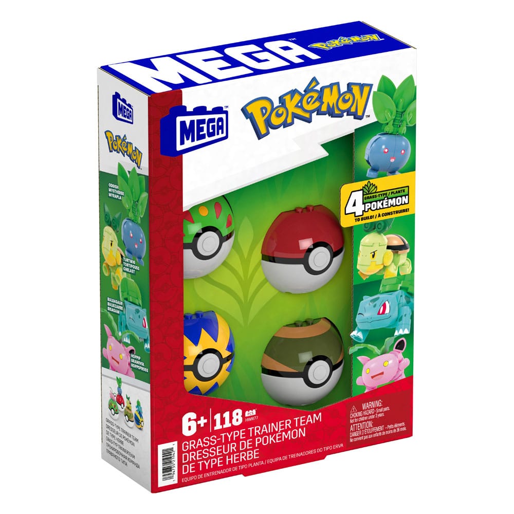 Pokémon MEGA Byggset Gräs-Typ Tränare Team Byggleksak Kit Mattel