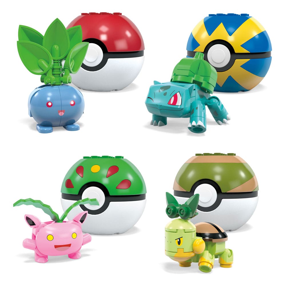 Pokémon MEGA Byggset Gräs-Typ Tränare Team Byggleksak Kit Mattel