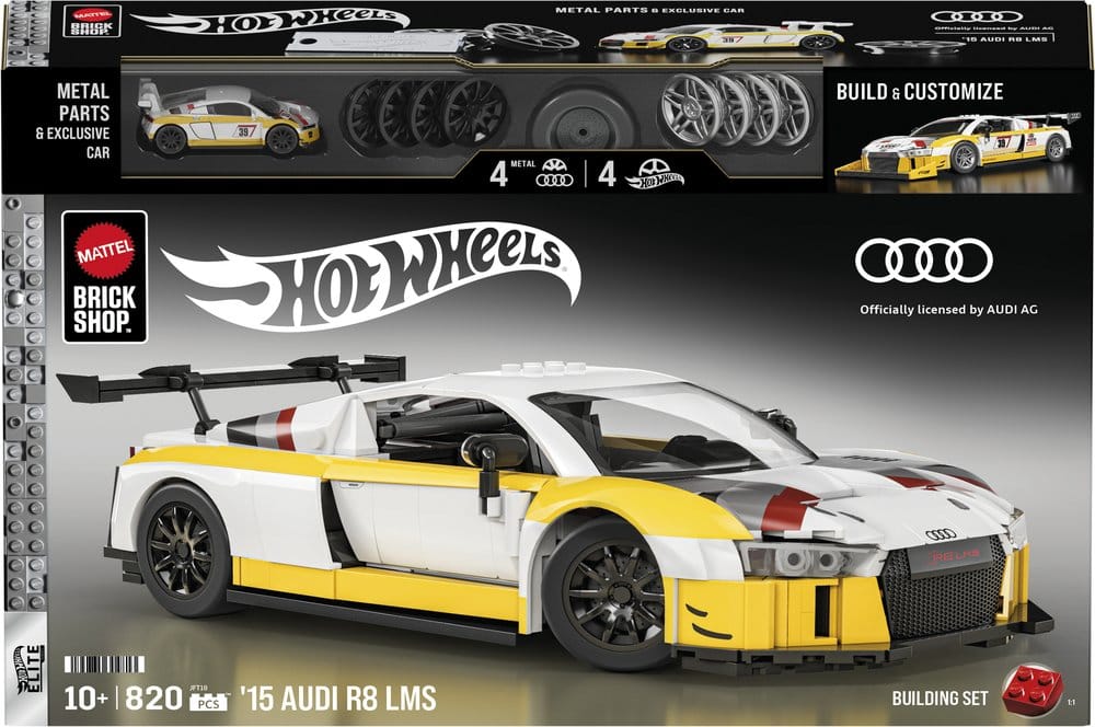 Hot Wheels Elite Mattel Brick Shop Construction Kit 1/16 '15 Audi R8 LMS