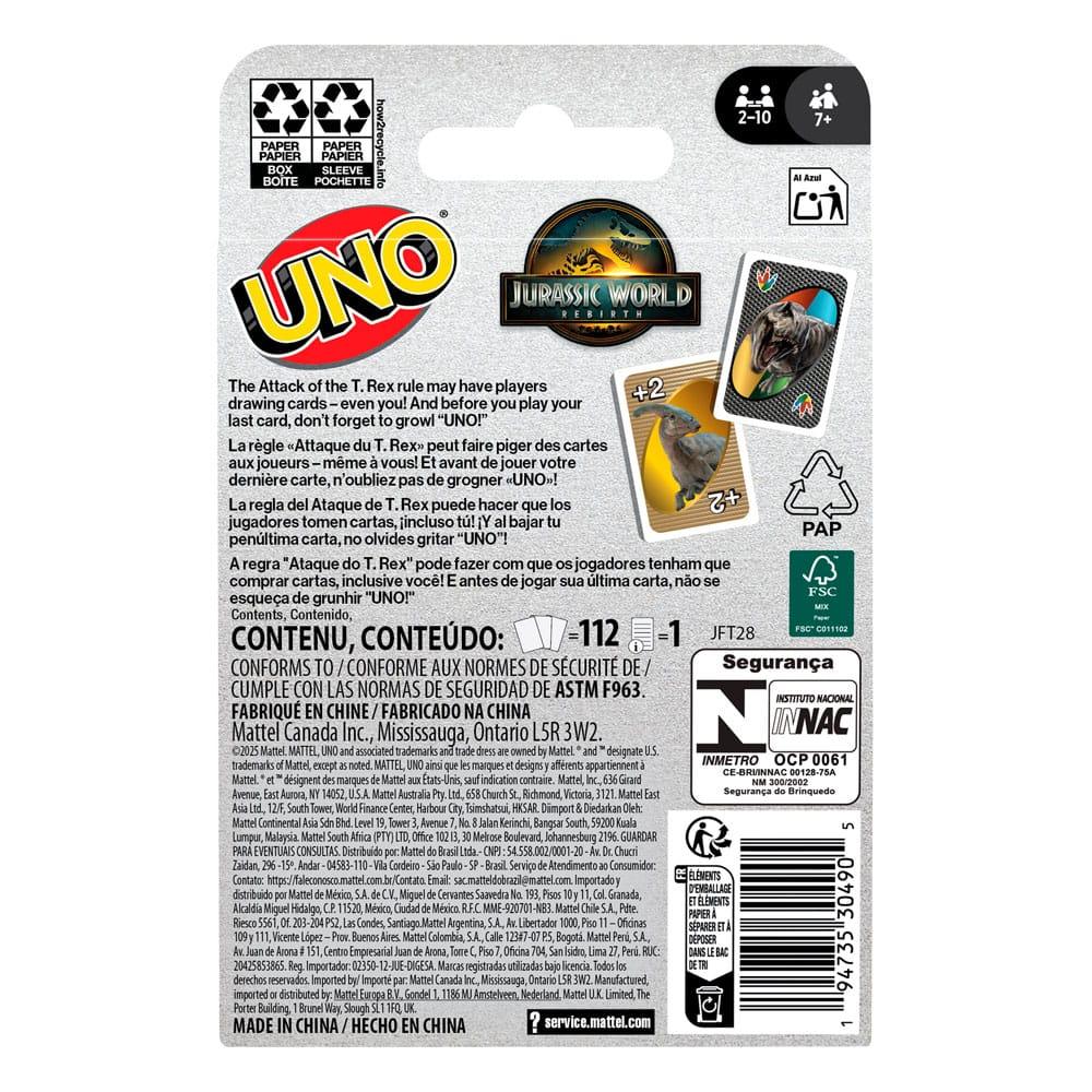 Jurassic World Rebirth UNO Kortspel Mattel
