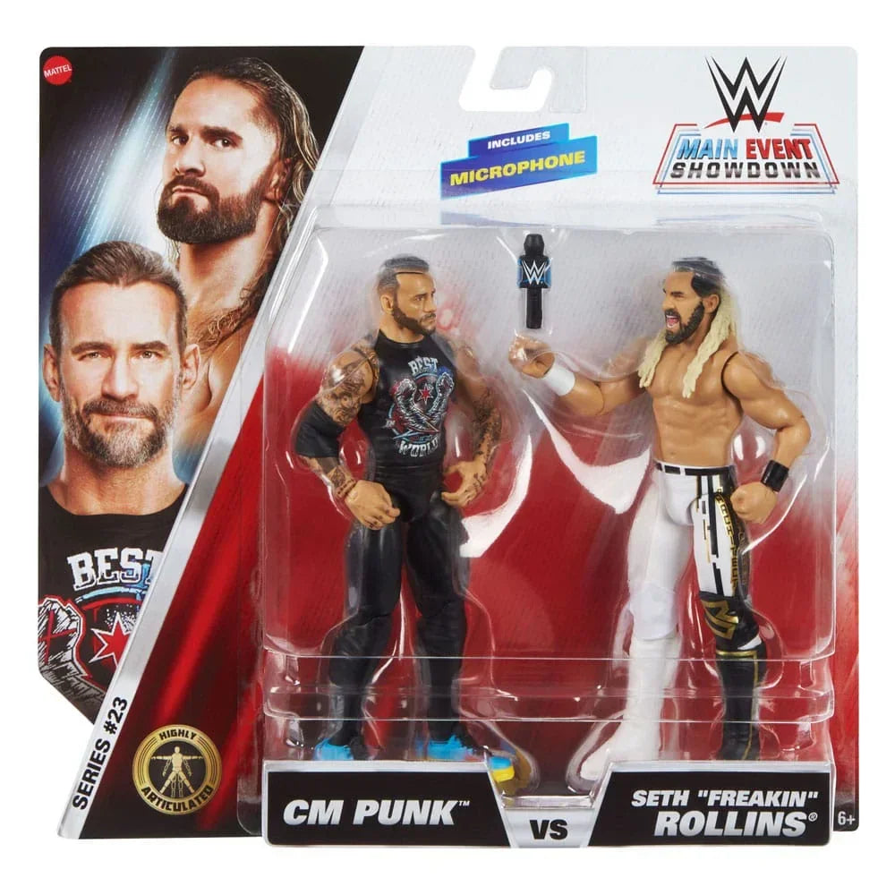WWE Main Event Showdown Action Figur: CM Punk vs Seth 'Freakin' Rollins 2-Pack 15 cm Mattel