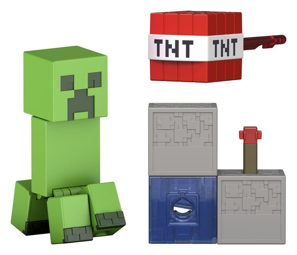 Minecraft Actionfigur Creeper 8 cm – Autentisk skala med rörliga leder och Redstone-tillbehör