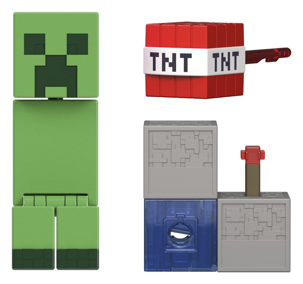 Minecraft Actionfigur Creeper 8 cm – Autentisk skala med rörliga leder och Redstone-tillbehör