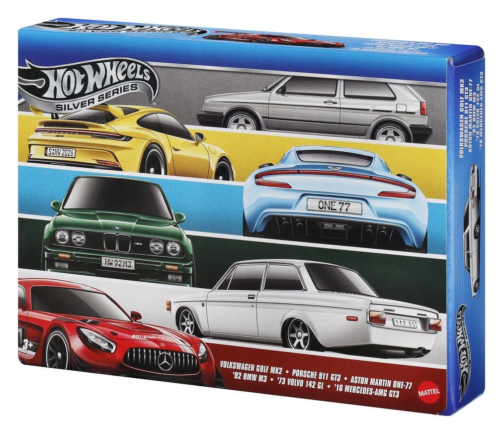 Hot Wheels Silver Series Steel Model Vehicles 6-Pack 1/64 Euro Style