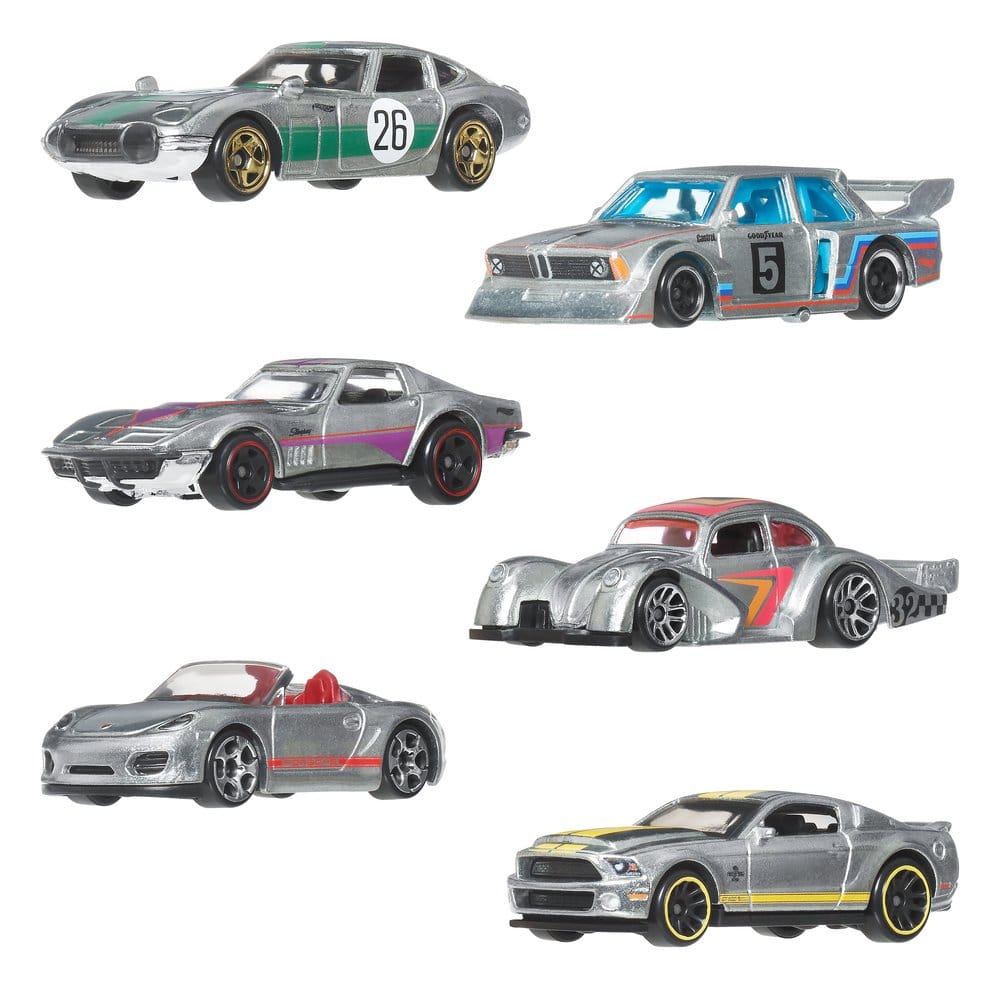 Hot Wheels Silver Series Die-Cast 6-Pack 1/64 ZAMAC Vehicles