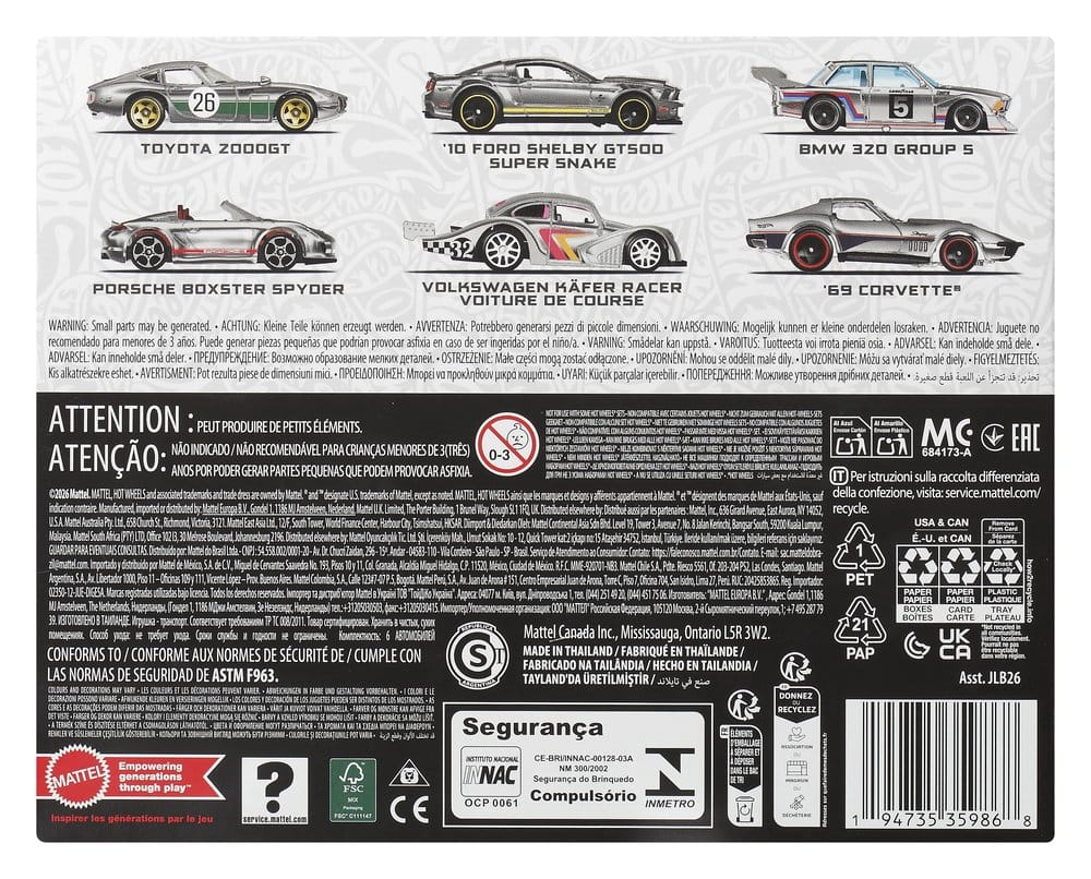 Hot Wheels Silver Series Die-Cast 6-Pack 1/64 ZAMAC Vehicles