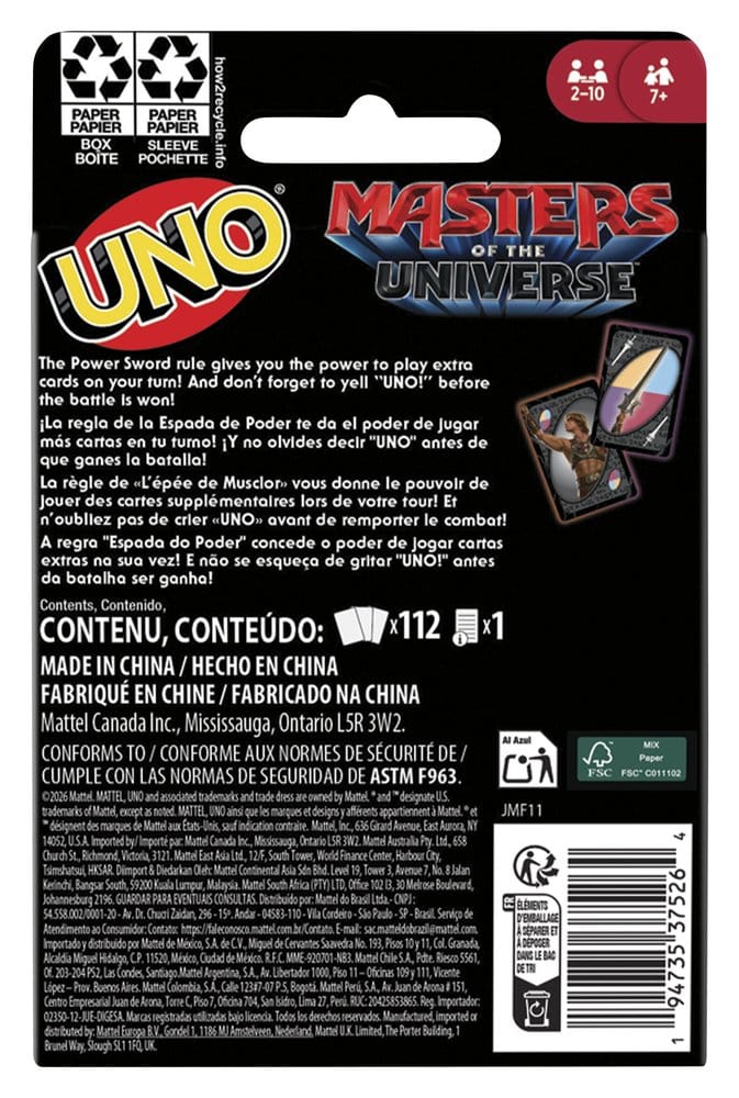Masters of the Universe 2026 Film UNO Kortspel