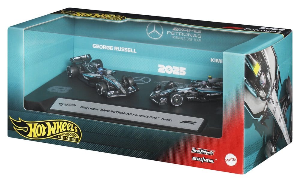Formula 1 Hot Wheels Premium Die-Cast Fordon 2-Paket i Skala 1:64 Team Mercedes-AMG PETRONAS