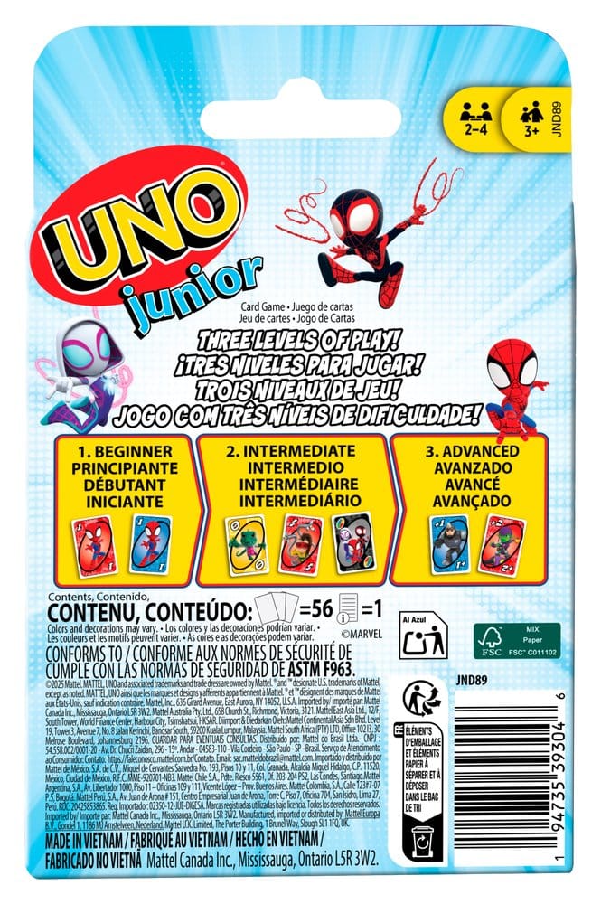 Spidey & His Amazing Friends UNO Junior Kortspel för Barn