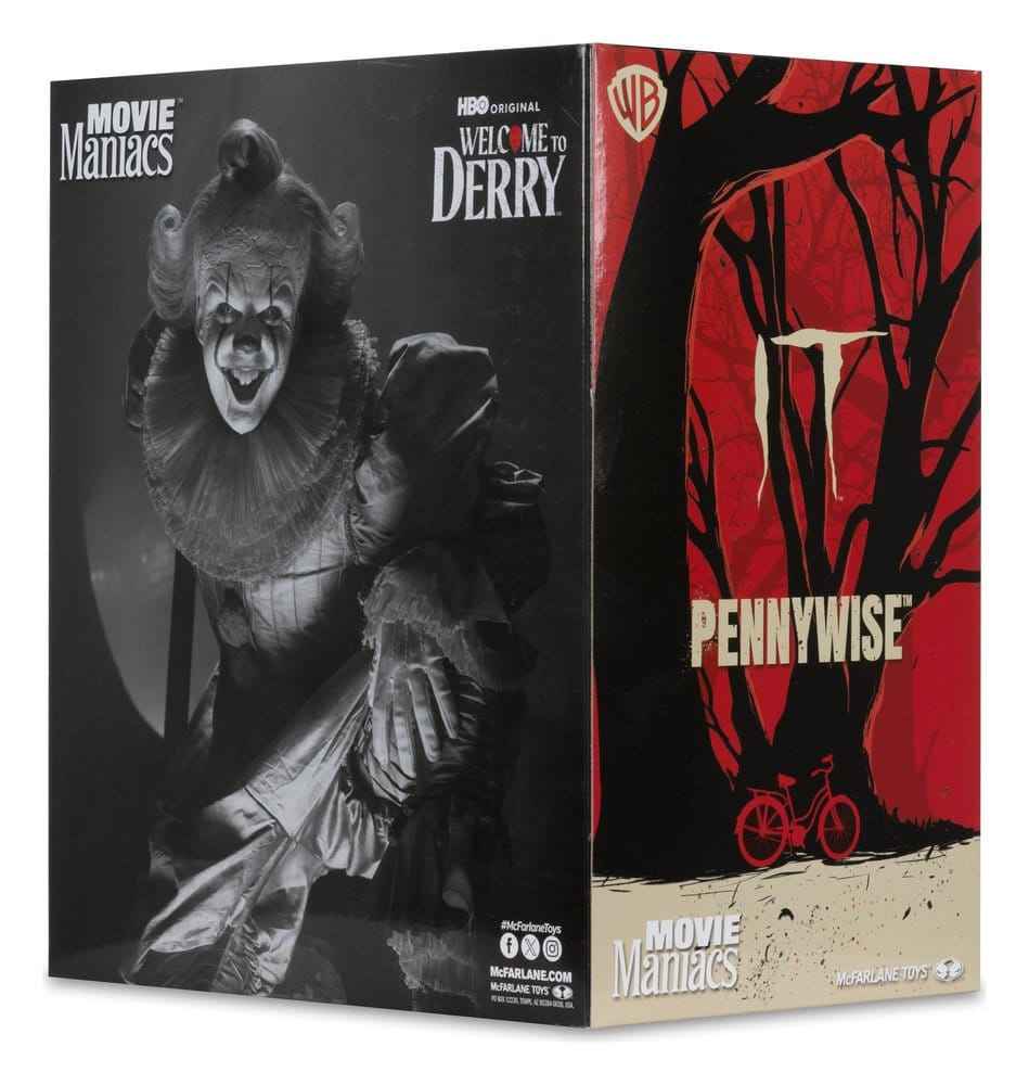 IT Welcome to Derry Movie Maniacs Figur Pennywise (Svart & Vit) 16 cm